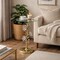 Flower Side Table with Glass Top | Decorative Sculptural End Table | Aluminum Base | Accent Table for Living Room | 16x16x23.75"